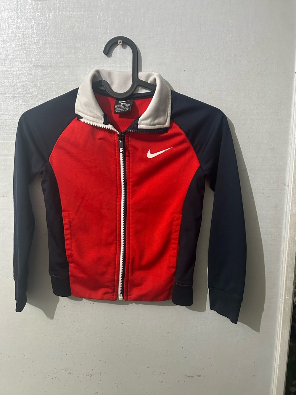 Nike Kids Red and Black Full-Zip Jacket with White Collar